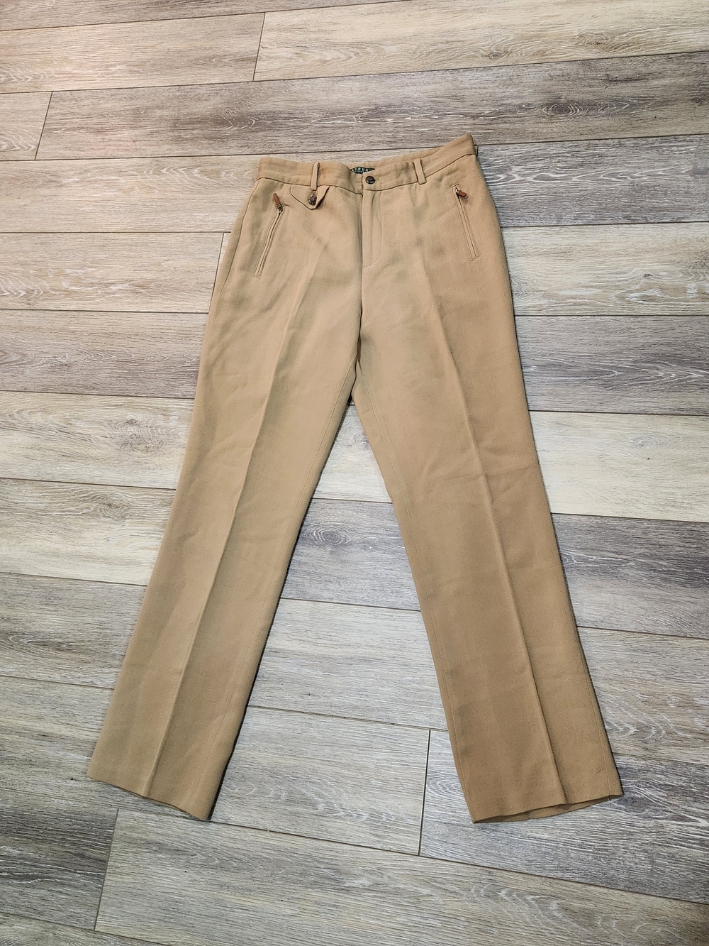 Lauren Ralph Lauren  Tan Straight Leg 100% Wool Dress Pants Size 6